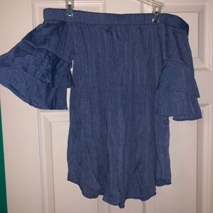 Blue Off the Shoulder Blouse